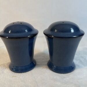 VTG JC Penney Large Midnight Blue Porcelain Salt & Pepper Shakers 4" Farmhouse